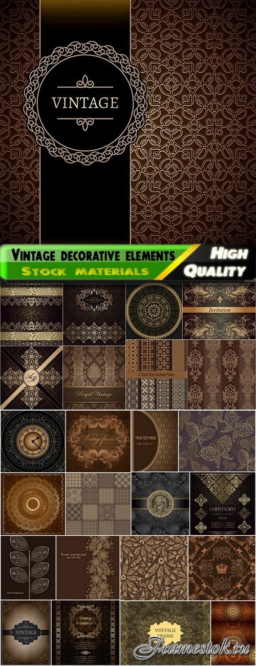 Vintage backgrounds with decorative elements - 25 Eps