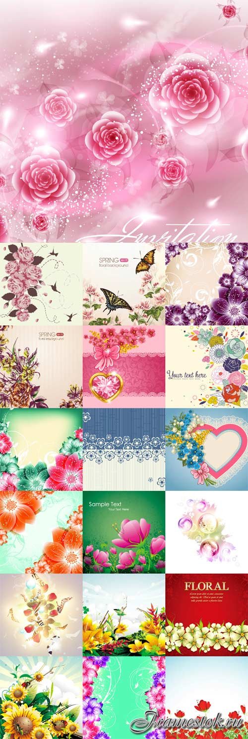 Romantic vector background with flowers