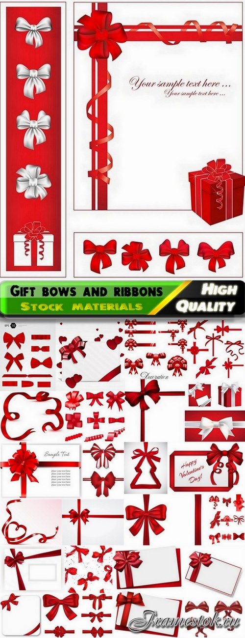 Gift bows and ribbons for holiday cards - 25 Eps