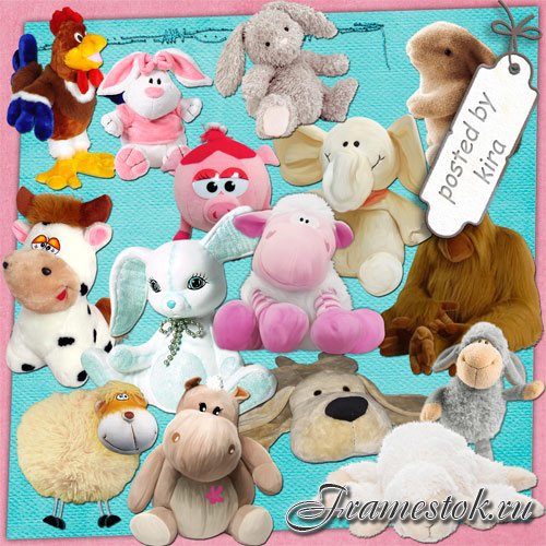 Клипарт детский - Мягкие зайчики, овечки, слоники и другие игрушки