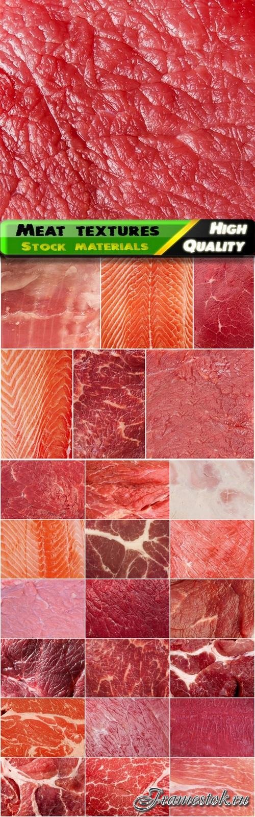 Textures of chicken pork beef and fish meat - 25 HQ Jpg