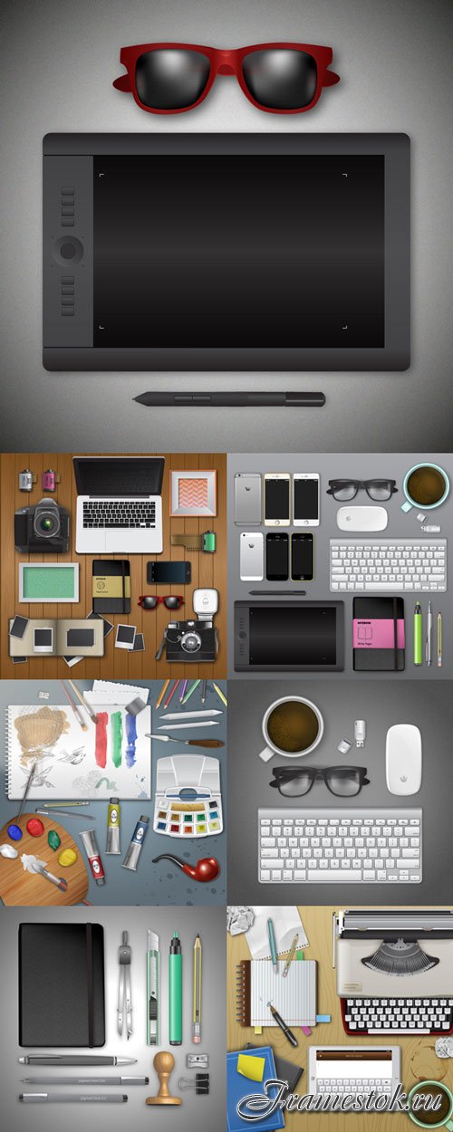 Realistic workplace vector graphics