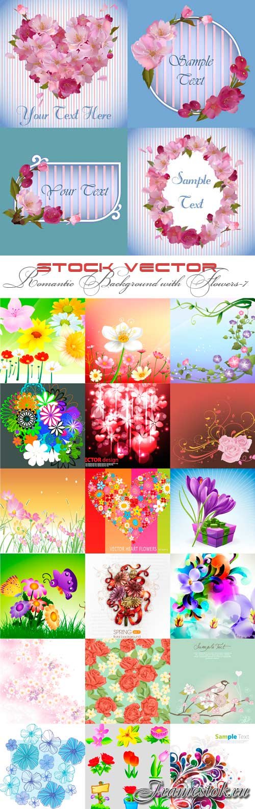Romantic vector background with flowers-7