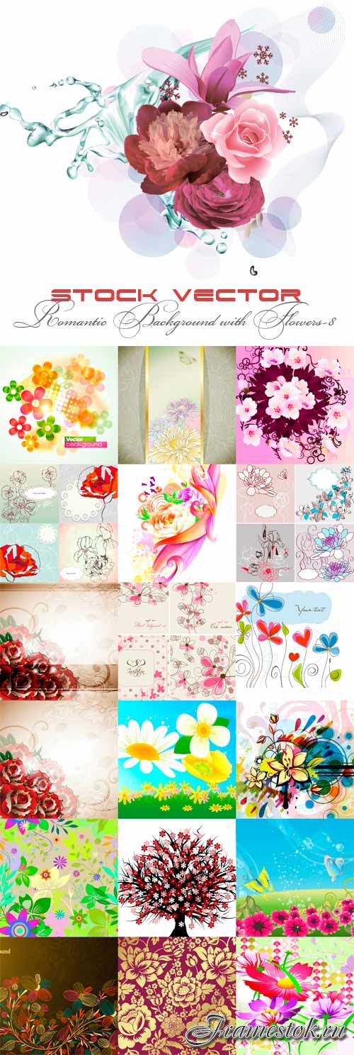 Romantic vector background with flowers-8