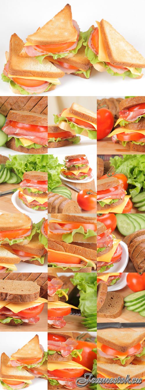 Appetizing sandwich with meat and vegetables