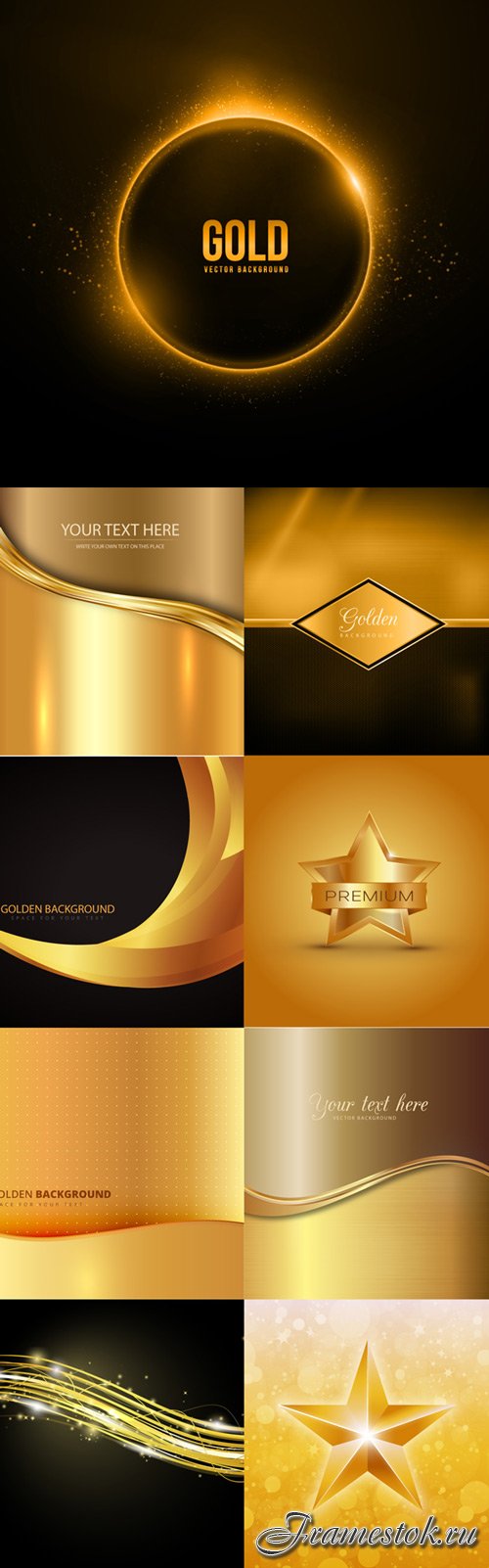 Gold stylish backgrounds vector graphics