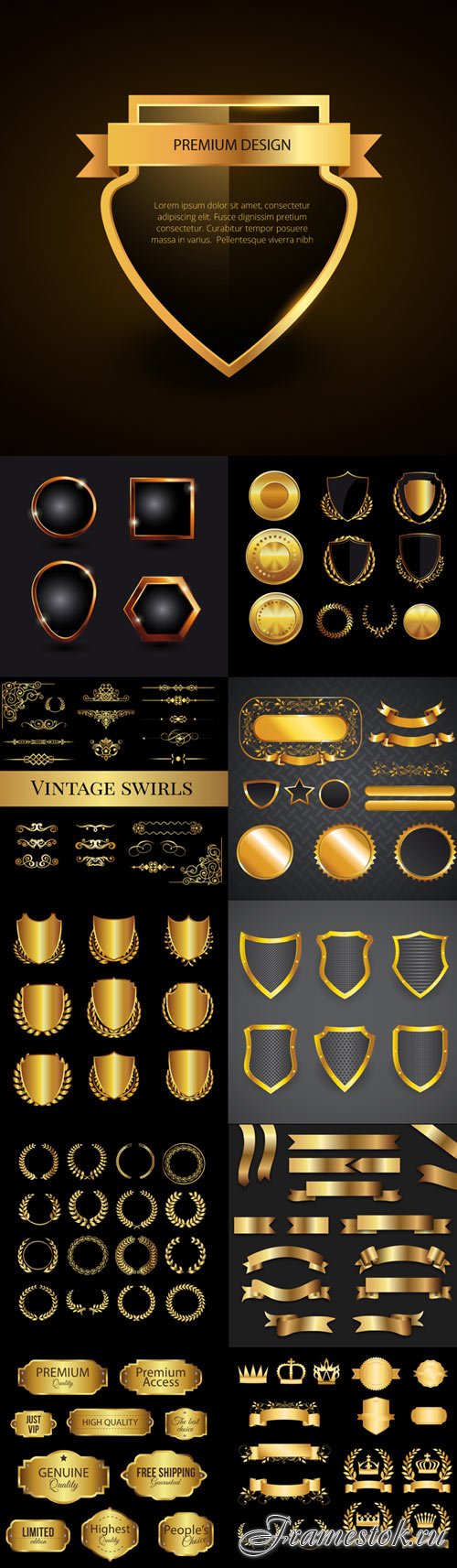 Golden graphic elements vector