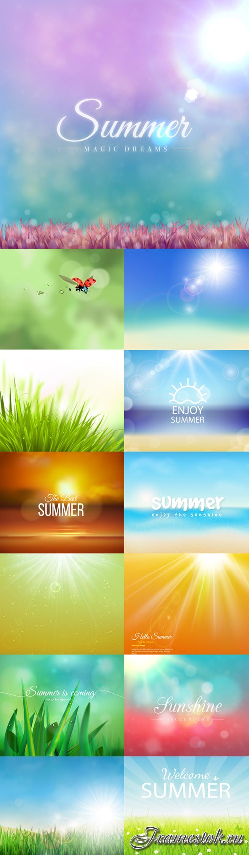 Summer vector backgrounds set 2