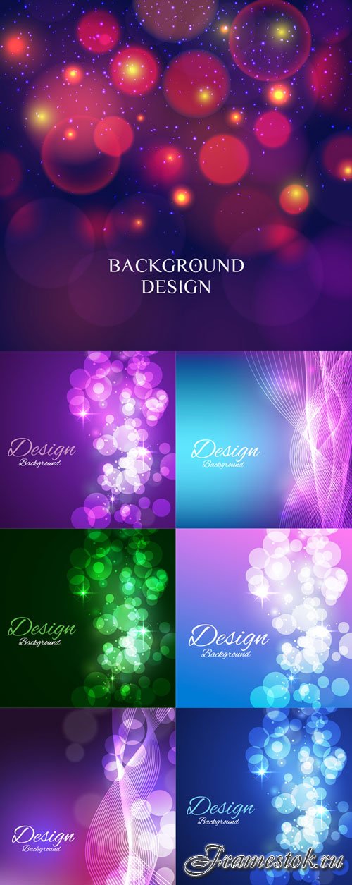 Wavy and bokeh backgrounds vector