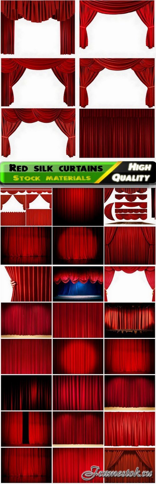 Red theatrical silk curtains on the scene - 25 HQ Jpg