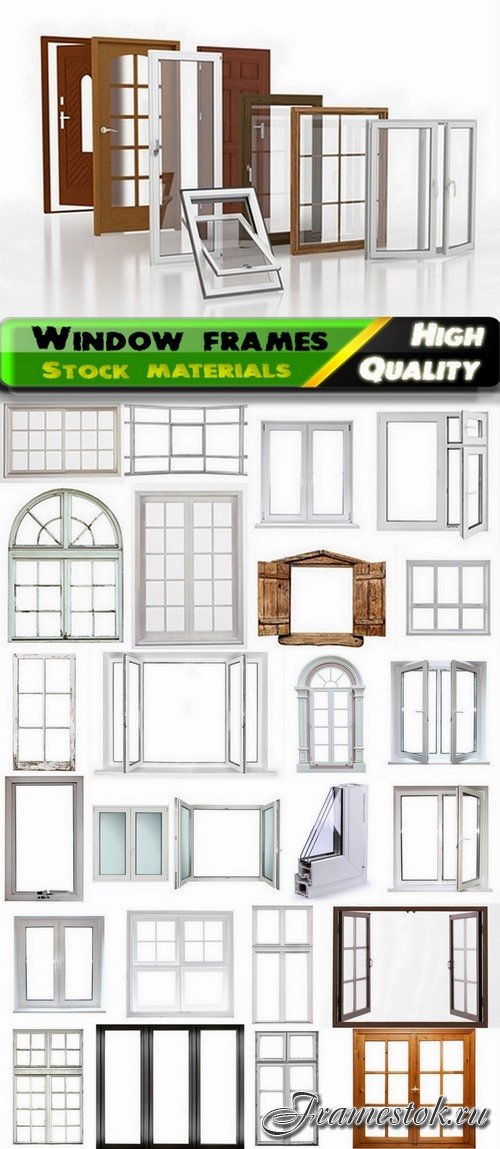 Window frames with double-glazed isolated on white - 25 HQ Jpg