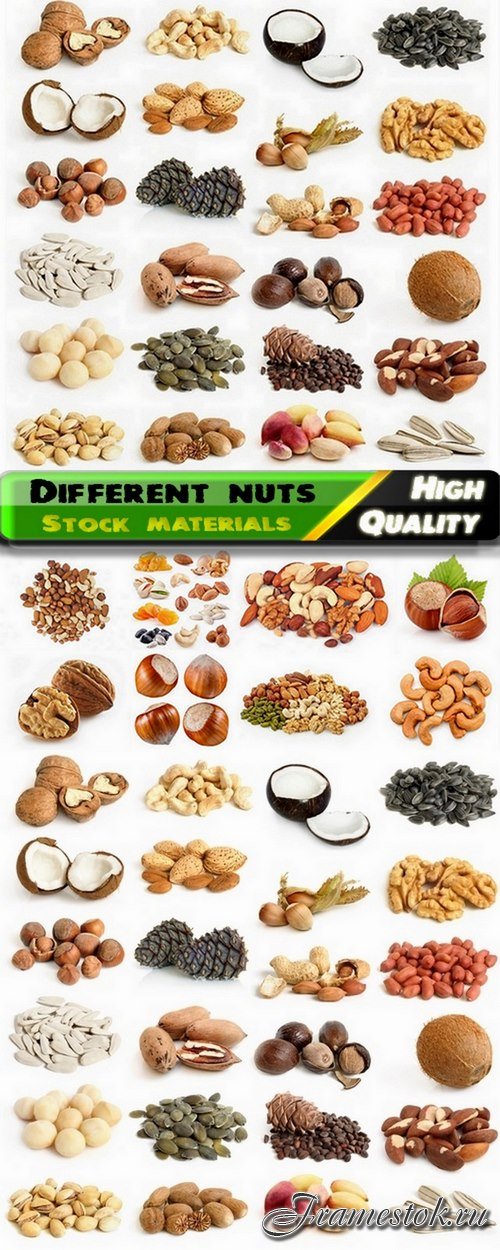 Different mixed nuts isolated on white - 25 HQ Jpg