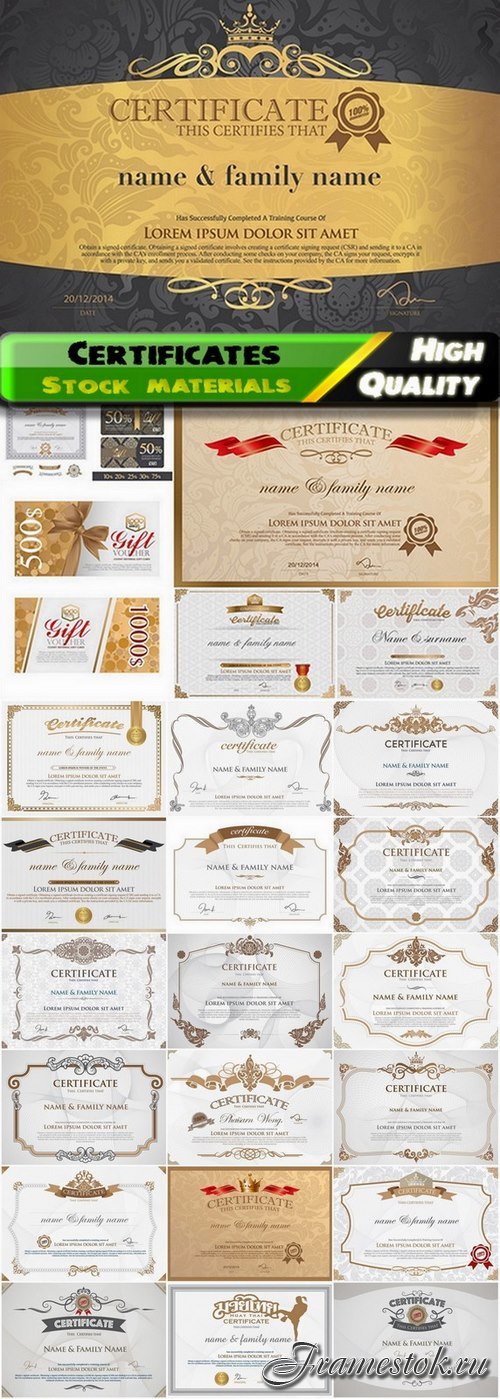 Certificate templates with guilloche elements - 25 Eps