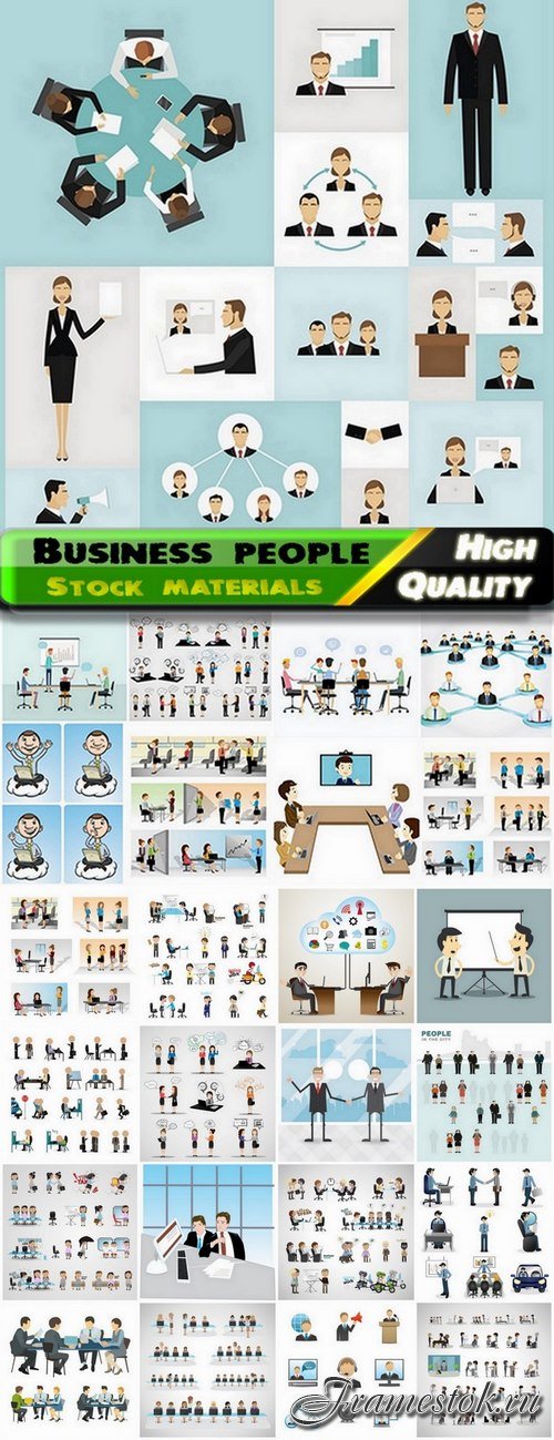 Set of business men and women at work - 25 Eps