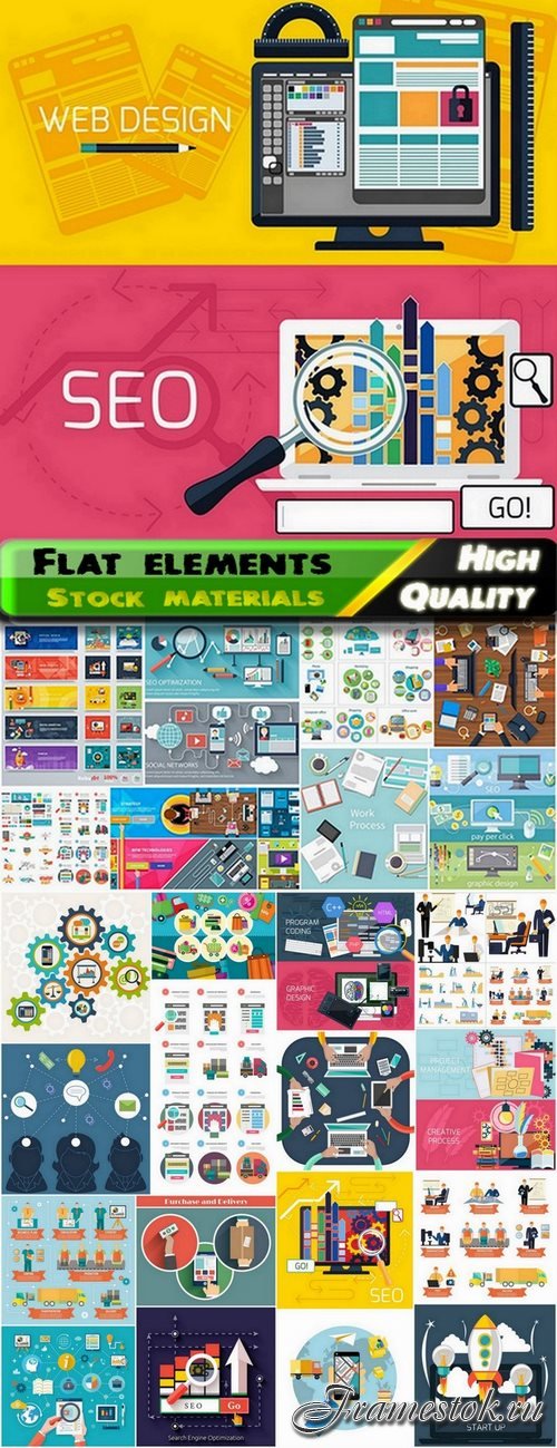Flat elements for web design with business theme 3 - 25 Eps