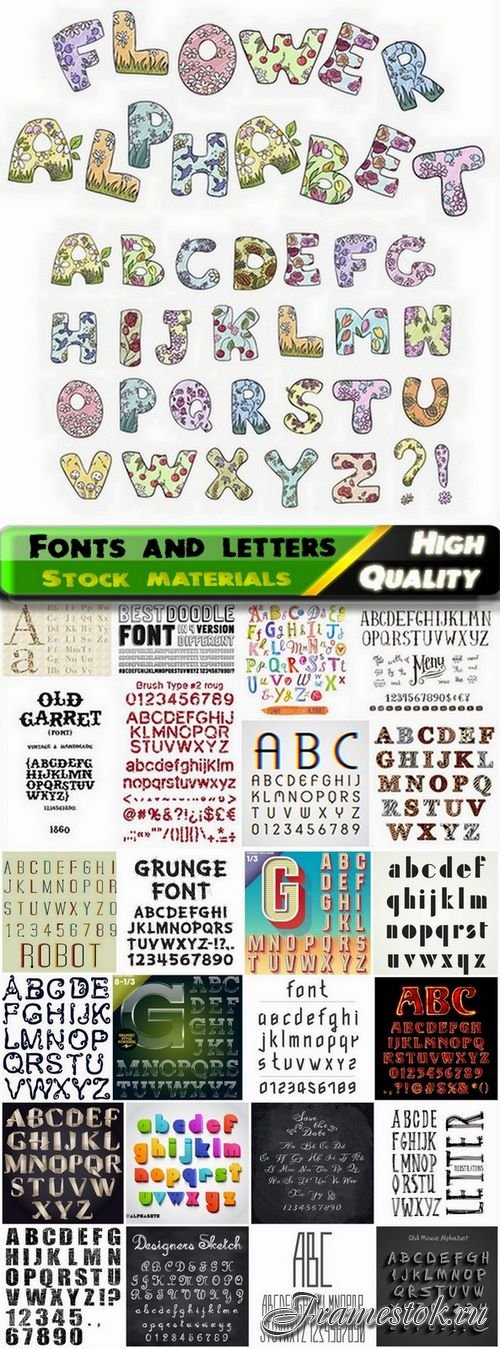 Different Fonts and alphabet in vector from stock #11 - 25 Eps