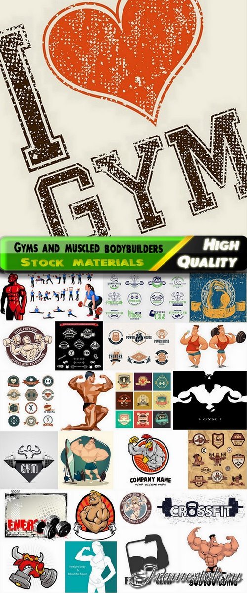 Emblems for gyms and muscled bodybuilders - 25 Eps