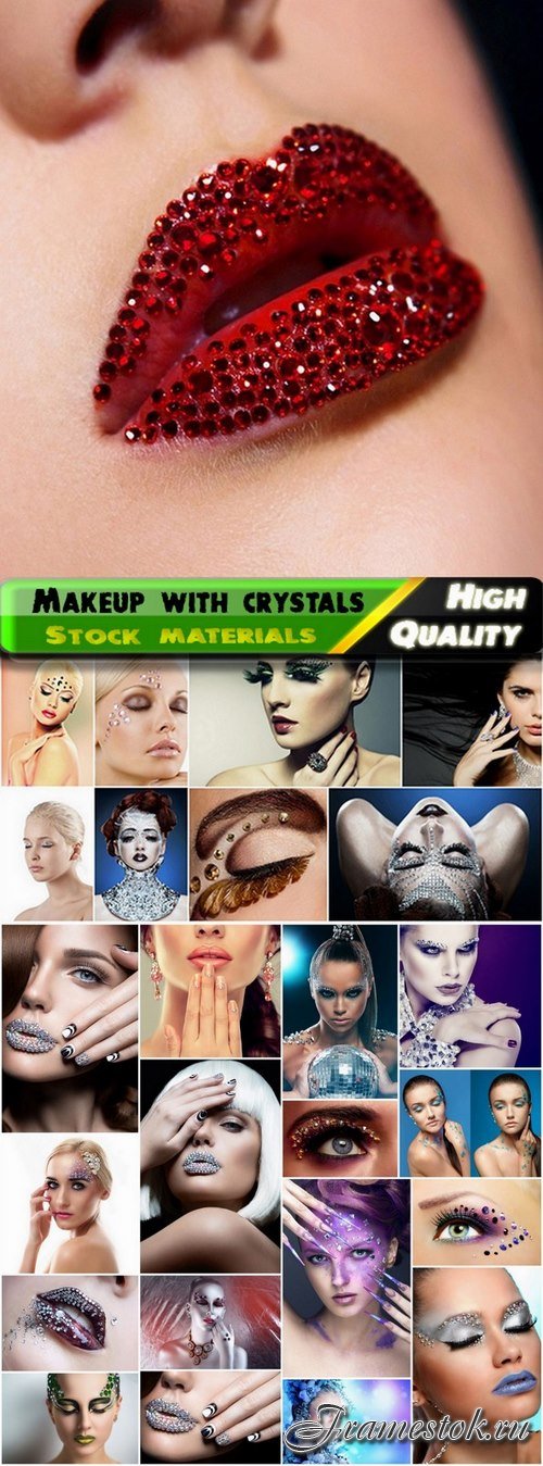 Fashionable women makeup with crystals and rhinestones - 25 HQ Jpg