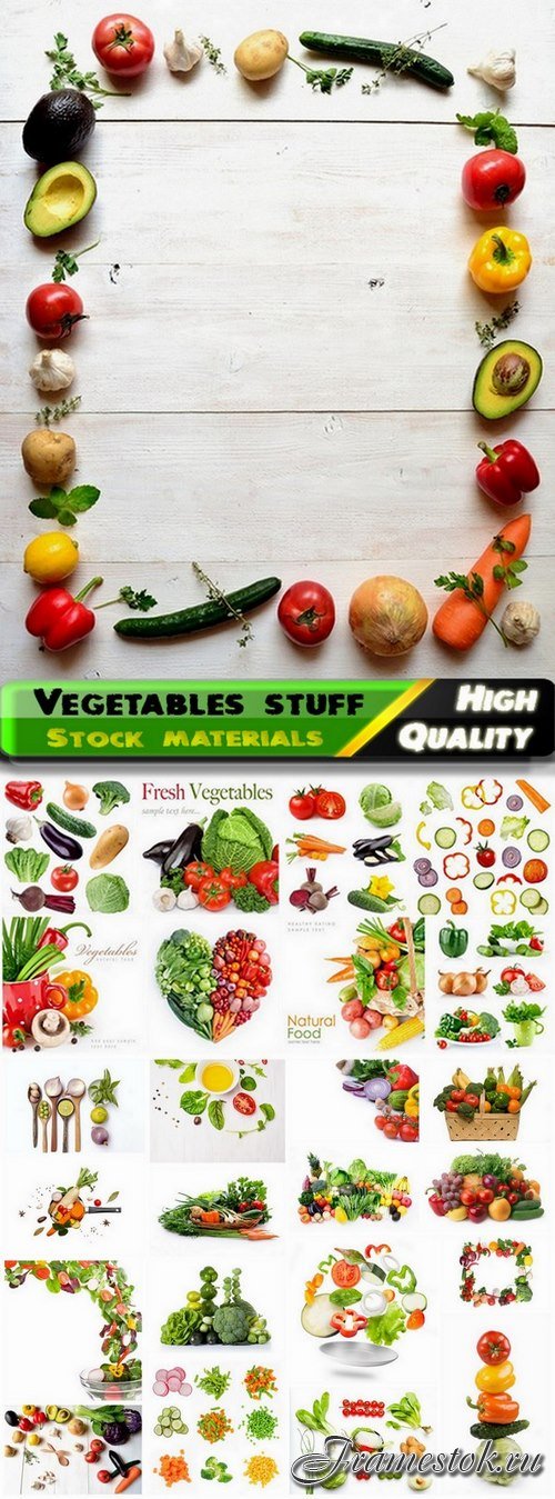 Set of organic vegetables isolated on white - 25 HQ Jpg