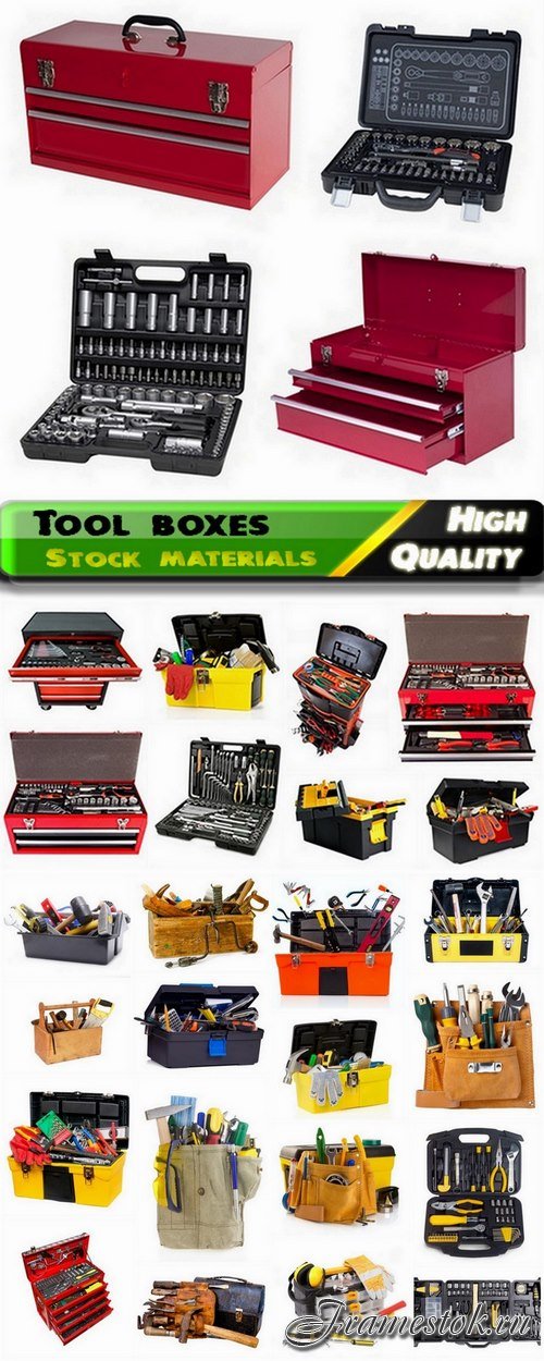 Tool box with hand tools isolated - 25 HQ Jpg
