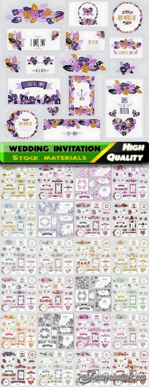 Cute floral backgrounds for wedding invitation - 25 Eps