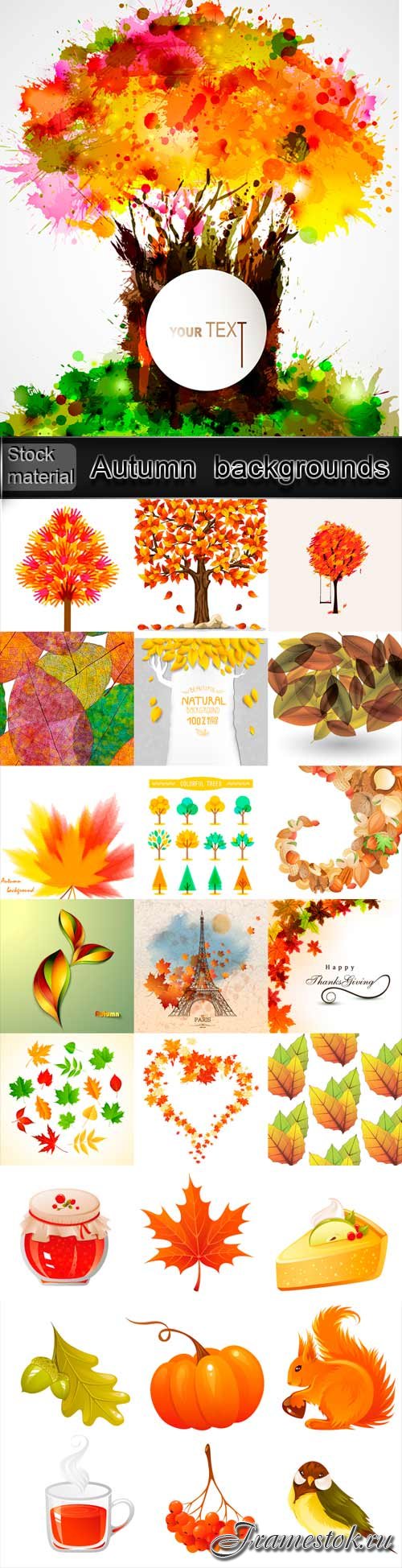 Autumn vector backgrounds with trees and leaves