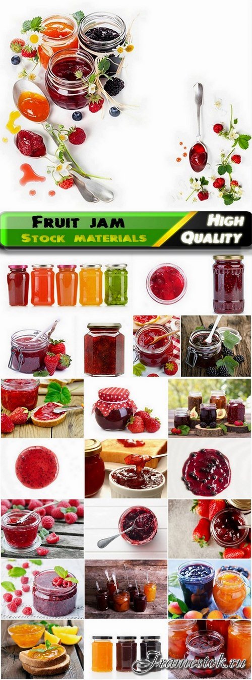 Fruit jam preserves in glass jars - 25 HQ Jpg