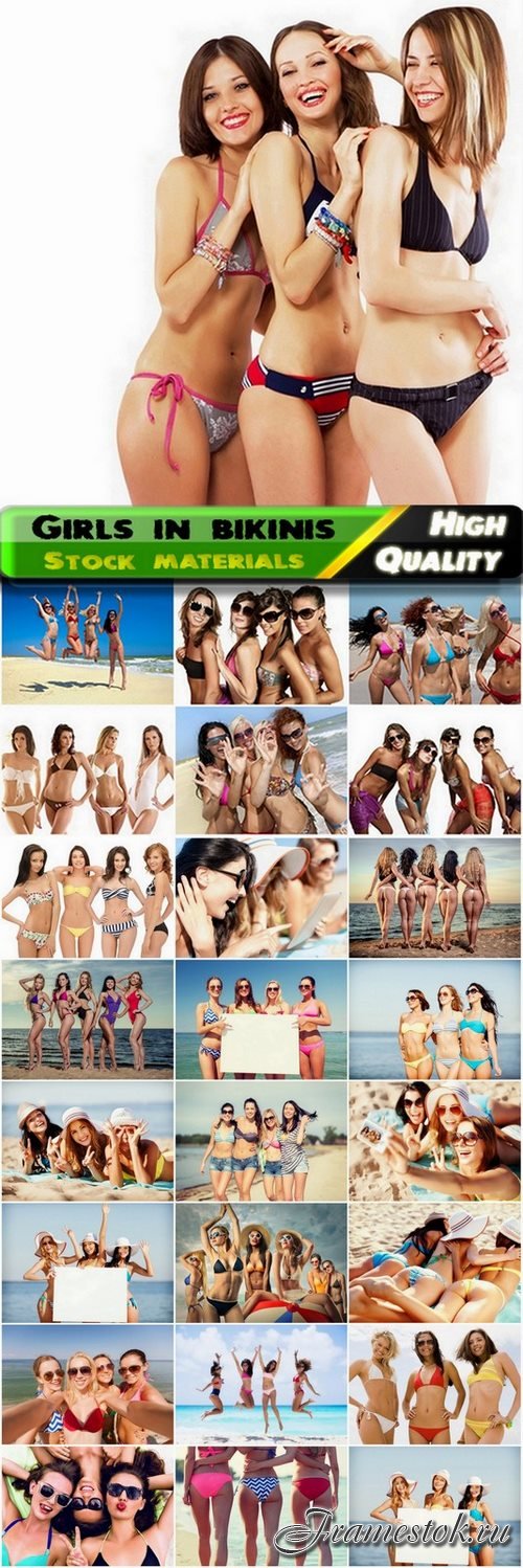 Group of girls in bikinis on the beach - 25 HQ Jpg