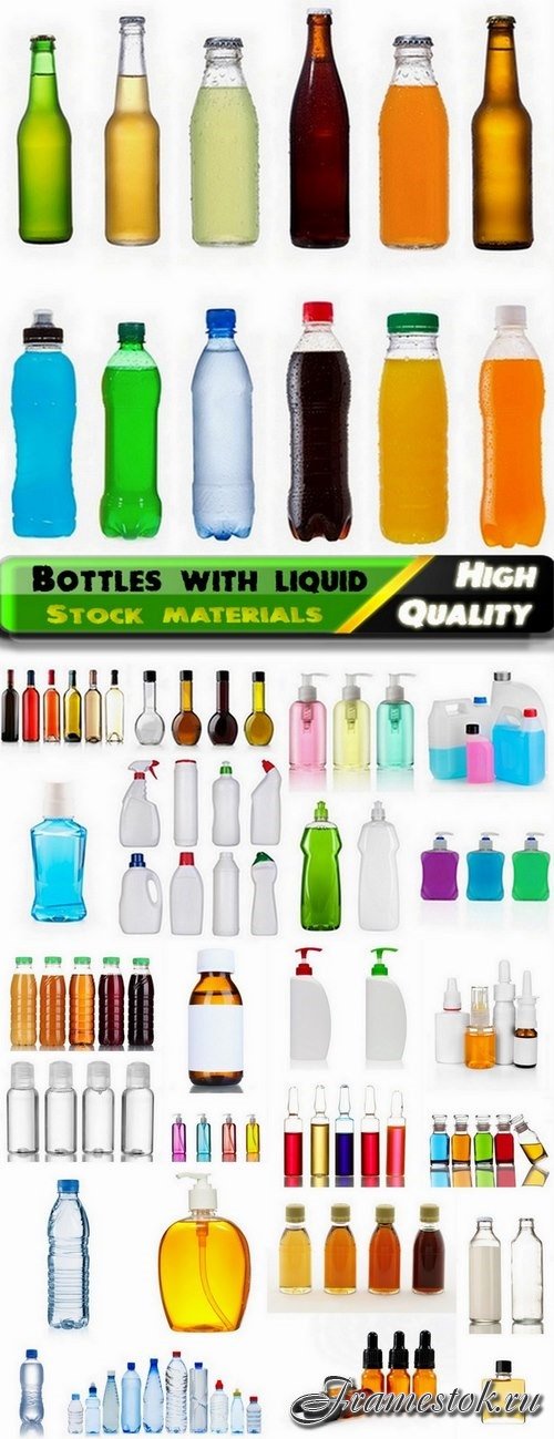Differnt empty bottles with liquid - 25 HQ Jpg