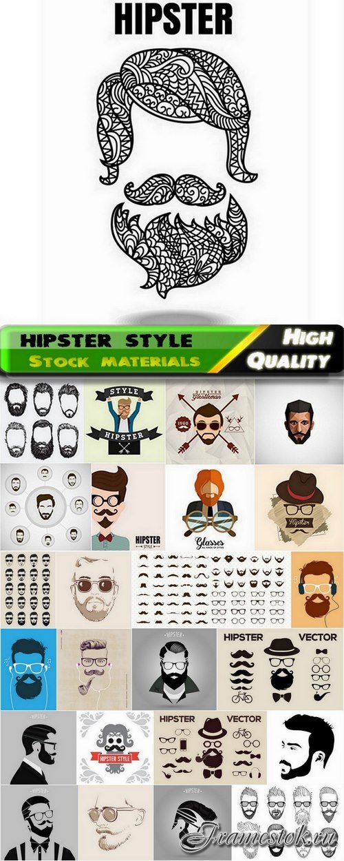 People faces in hipster style - 25 Eps