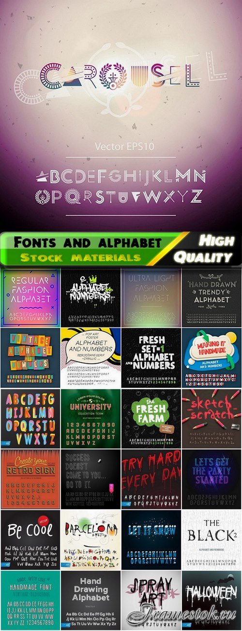 Different Fonts and alphabet in vector from stock #12 - 25 Eps