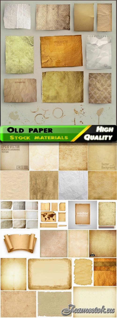 Textures and backgrounds of old paper - 25 Eps