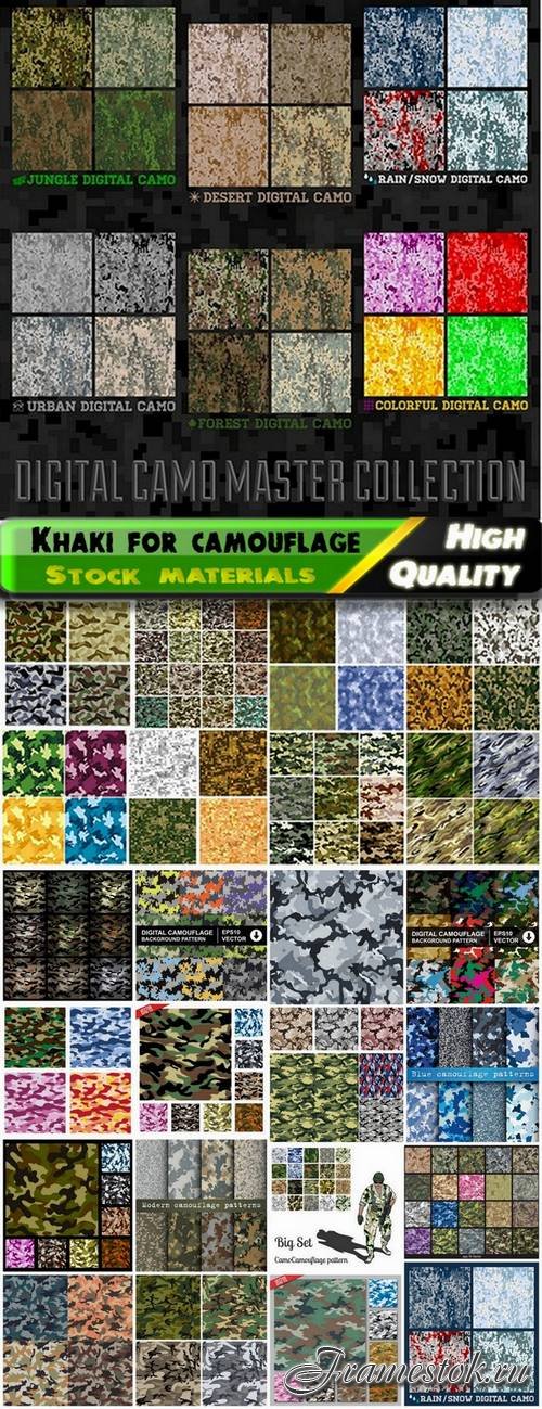 Seamless patterns color of khaki for camouflage - 25 Eps
