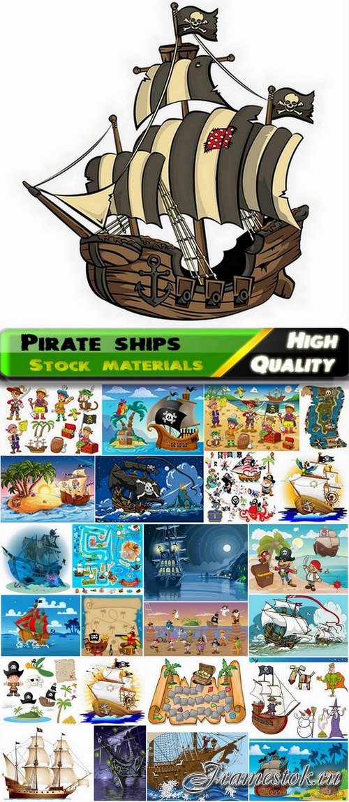 Cartoon pirate ships and funny characters - 25 Eps