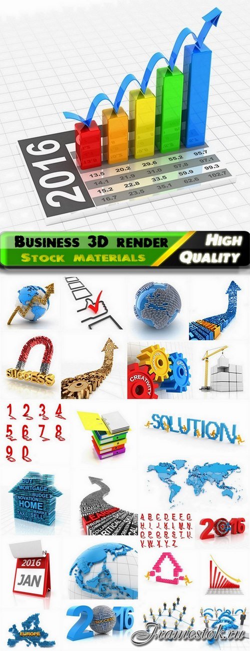 Creative 3D render with business 2016 themes - 25 HQ Jpg