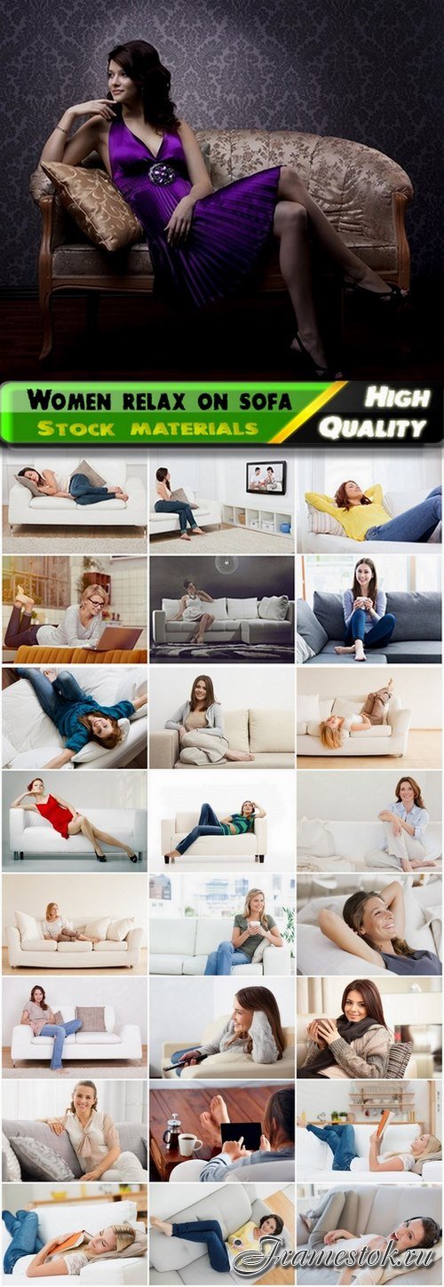 Women spend leisure time relaxing on the couch and sofa - 25 HQ Jpg