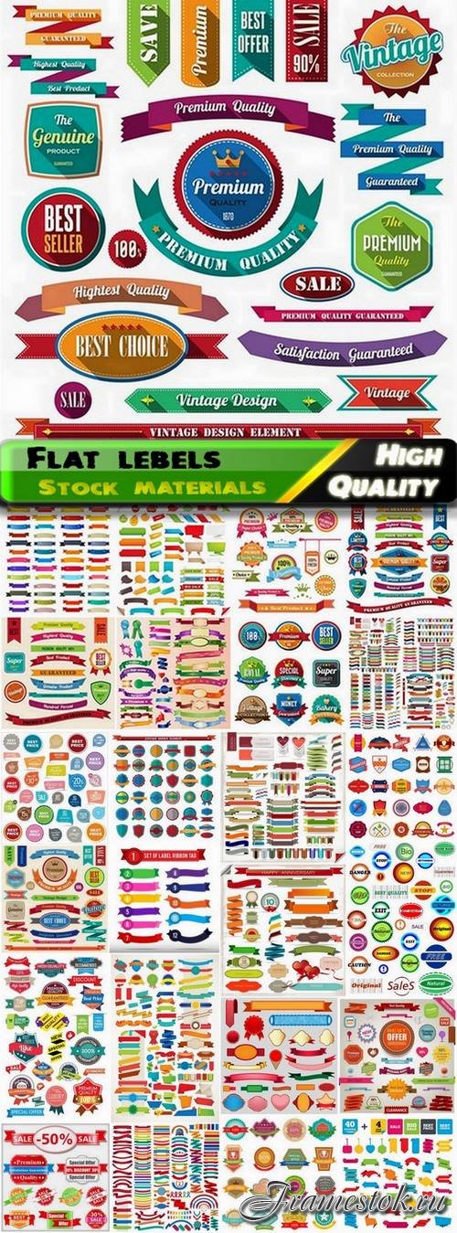 Flat colorful lebels and ribbons - 25 Eps