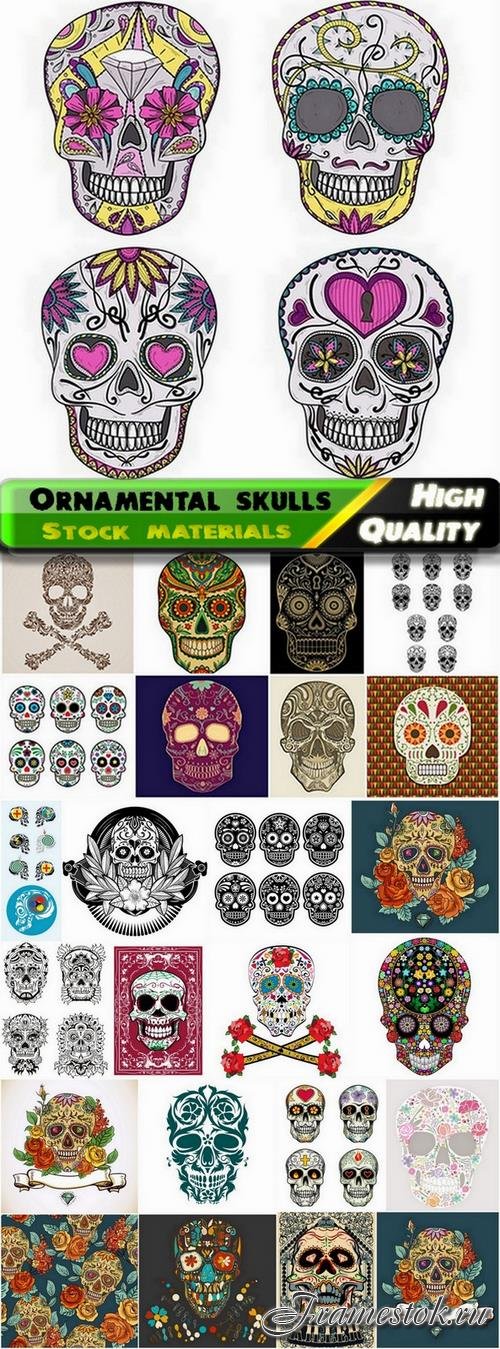 T-shirt prints with ornamental skulls for fashion design 2 - 25 Eps