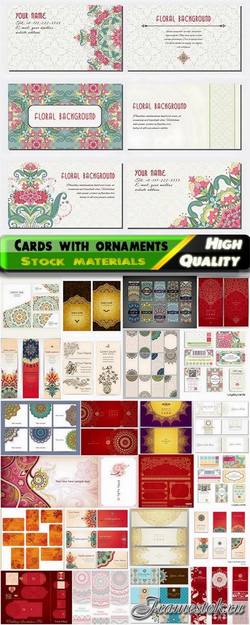 Business cards with Orienta ornaments and patterns - 25 Eps
