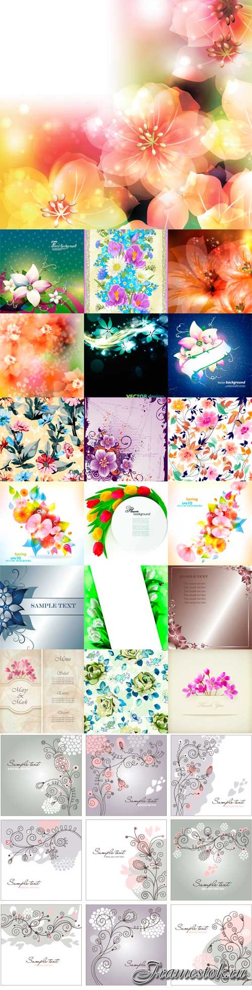 Vector beautiful flowers backgrounds