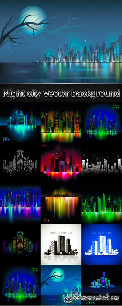 Night city vector background