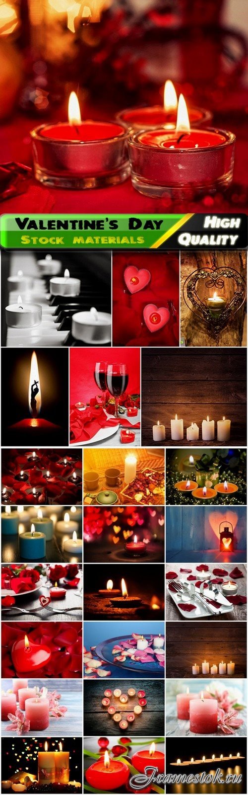 Romantic cards for Valentines Day with hearts and candles - 25 HQ Jpg