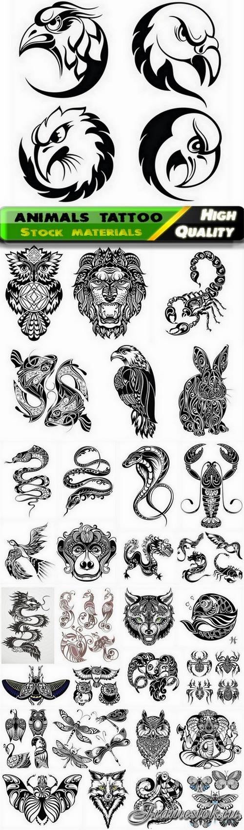 Abstract animals tattoos and elements - 31 Eps