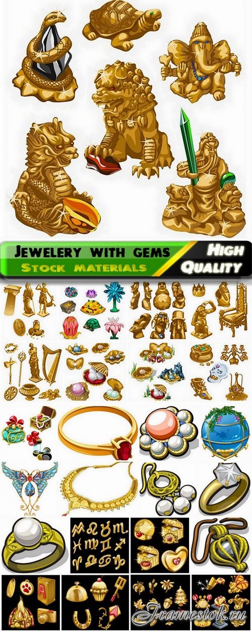 Jewelery with gems and gold elements - 25 Eps