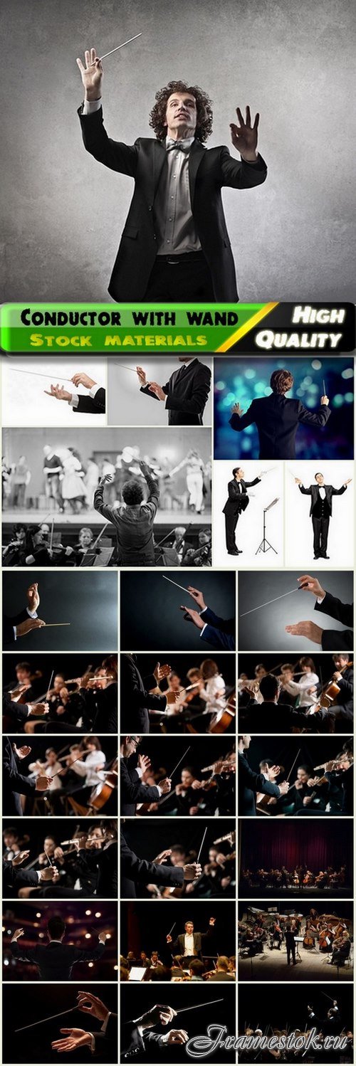 Conductor with wand and the orchestra - 25 HQ Jpg