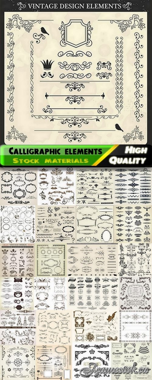 Calligraphic design elements for page decorations #58 - 25 Eps