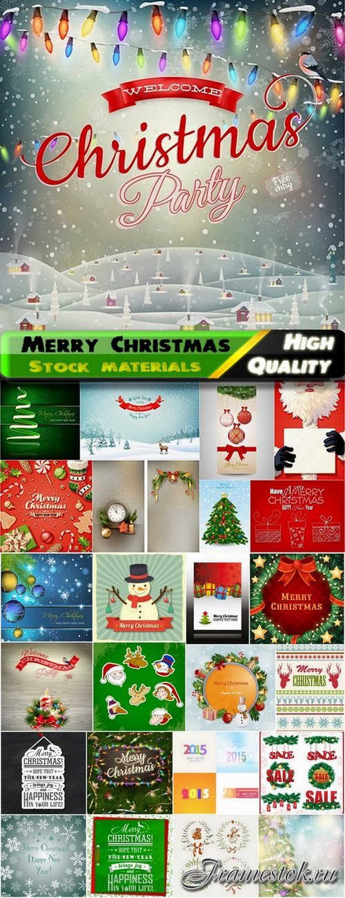 Elements for decoration Merry christmas cards - 25 Eps