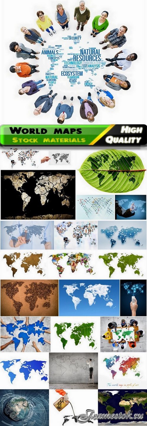 Creative concepts with world maps - 25 HQ Jpg