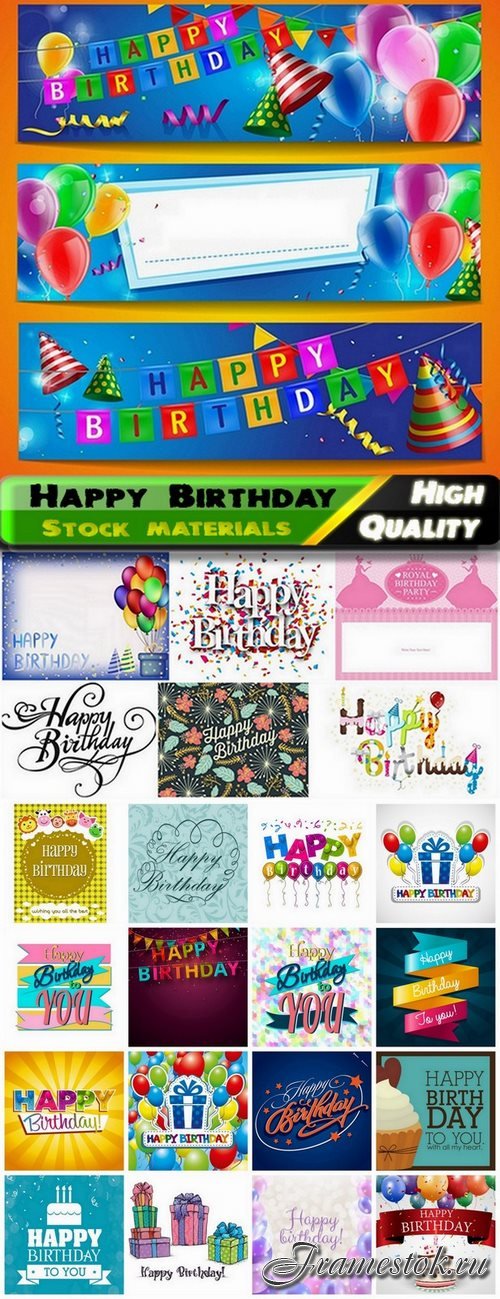 Happy Birthday Template Design in vector from stock #14 - 25 Eps