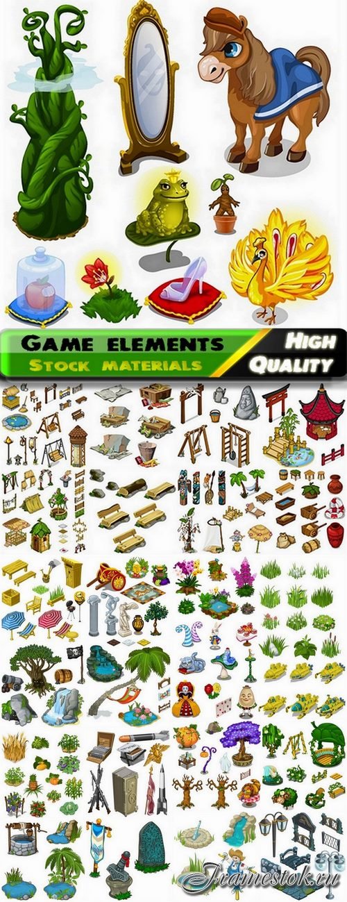 Realistik elements for games landscape decoration - 25 Eps
